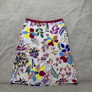 Boden Skirt Womens 10 A-Line Knee Length Side Zip Floral Pattern Summer Colorful